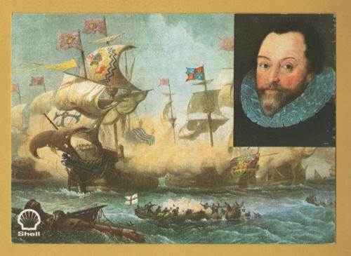 `Shell - Great Britons - Sir Francis Drake (circa1543-1596) - 1972`- Postally Unused - Shell Postcard.